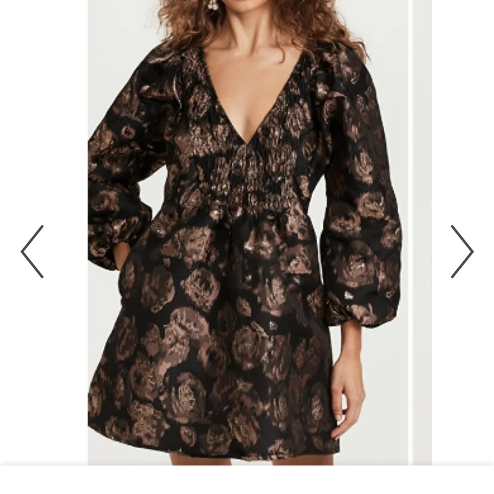 Misa Edie black and rose gold metallic floral jacquard